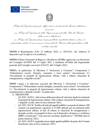 Decreto approvazione progetti