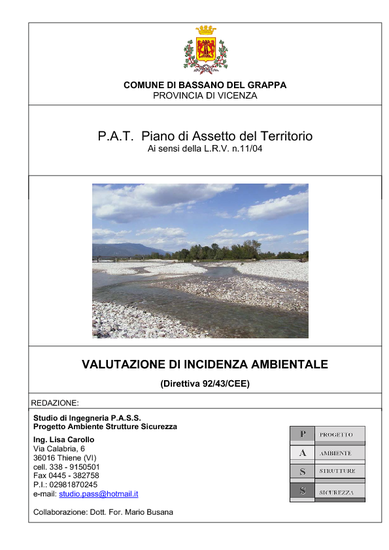 Valutazione di Incidenza Ambientale - Copertina