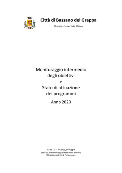 Monitoraggio intermedio obiettivi 2020