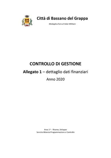 Referto finale di gestione e Relazione sulla performance 2020 - Allegato dati finanziari