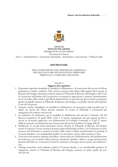 Linee guida affidamento servizi categoria V - Allegato 1 - Disciplinare