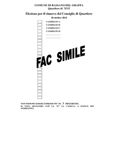 Fac-simile scheda elettorale