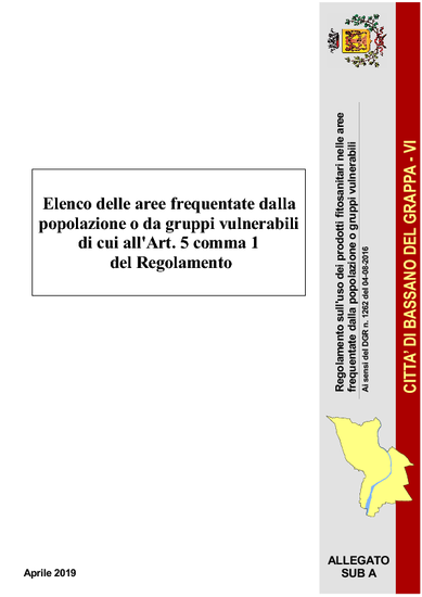 Elenco delle aree frequentate dalla popolazione o da gruppi vulnerabili 