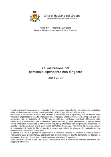 Valutazione del personale dipendente - Anno 2019