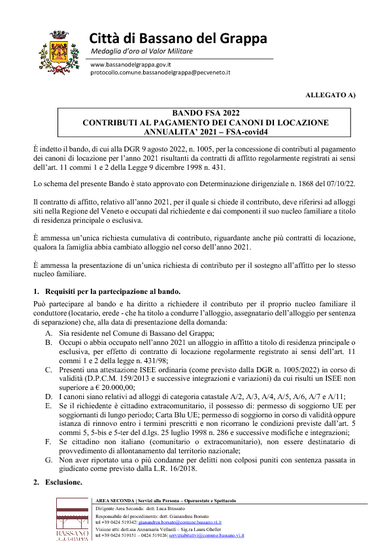 BANDO FSA 2022 CONTRIBUTI AL PAGAMENTO DEI CANONI DI LOCAZIONE ANNUALITA’ 2021 – FSA-covid4