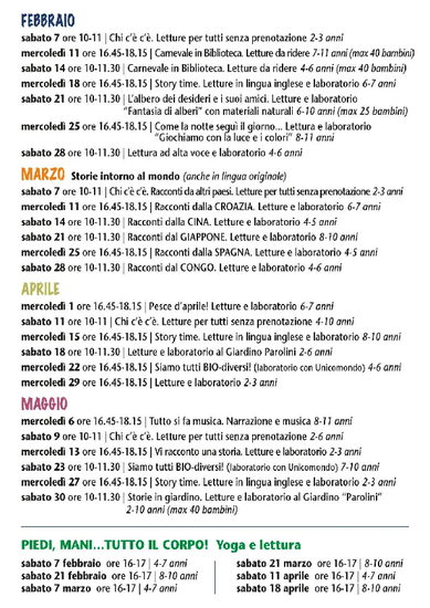 Calendario degli incontri