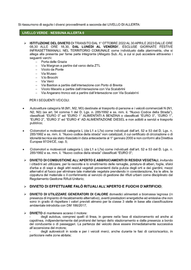 Misure applicate per livello di allerta