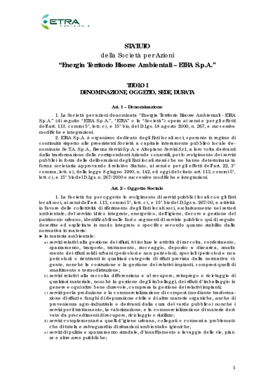 Allegato alla Relazione redatta ai sensi dell’art. 34, comma 20, del D.L. 179/2012 - Statuto ETRA spa