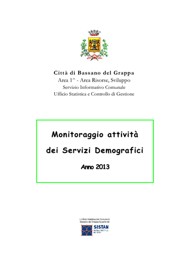 Monitoraggio attività dei Servizi Demografici - Anno 2013