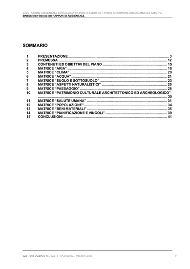 Sintesi del rapporto ambientale